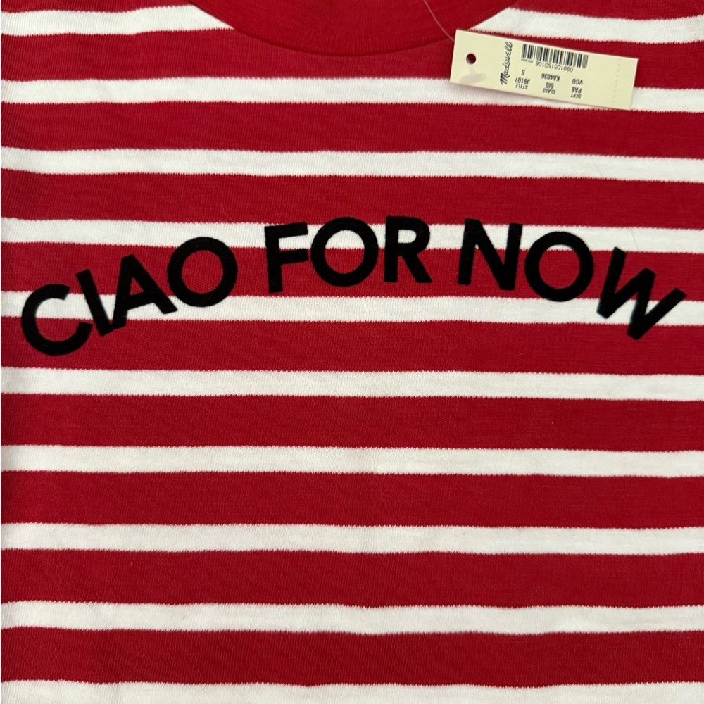 NWT- MADEWELL Red And White Striped Cropped Top - Picture 2 of 3